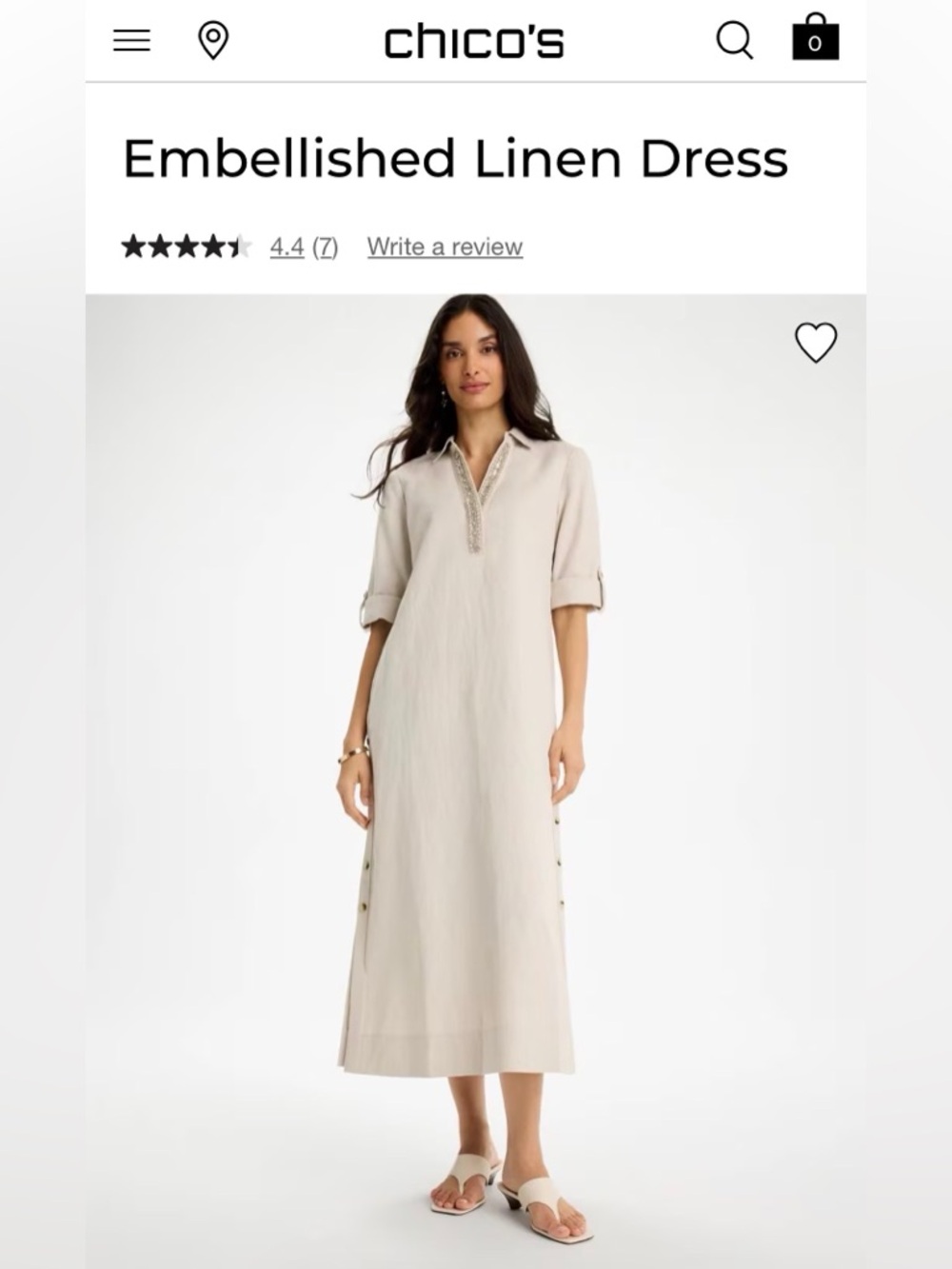 NWT Chico's Embellished Linen Dress - Natural